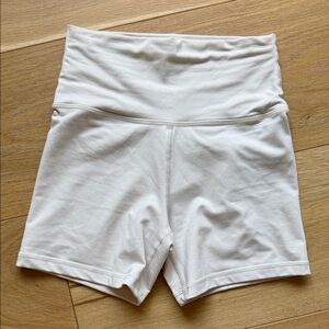 Aerie White High-Rise Bike Shorts in Bone